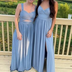 Birdy grey bridesmaid dress in dusty blue